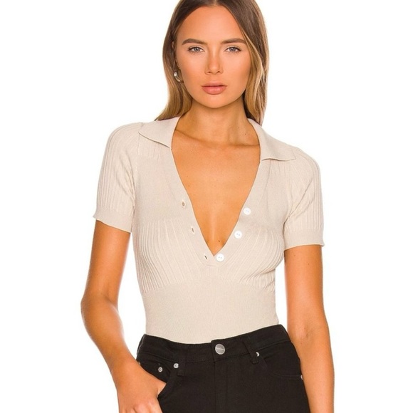 REVOLVE x ALL THE WAYS Andja Button Down Bodysuit in Nude